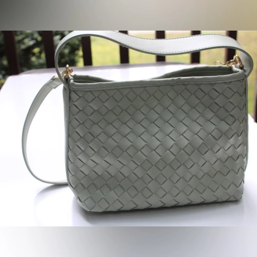 Urban expressions woven faux leather satchel/cross body bag